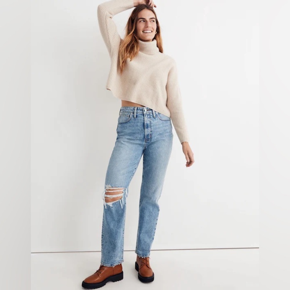NWT Madewell The Curvy Perfect Vintage Straight Jean in Kingsbury Wash Blue 32
